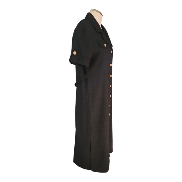 Dana Kay Black Button Front Midi Dress | Size 10 | Structured Career or Church - Picture 2 of 6